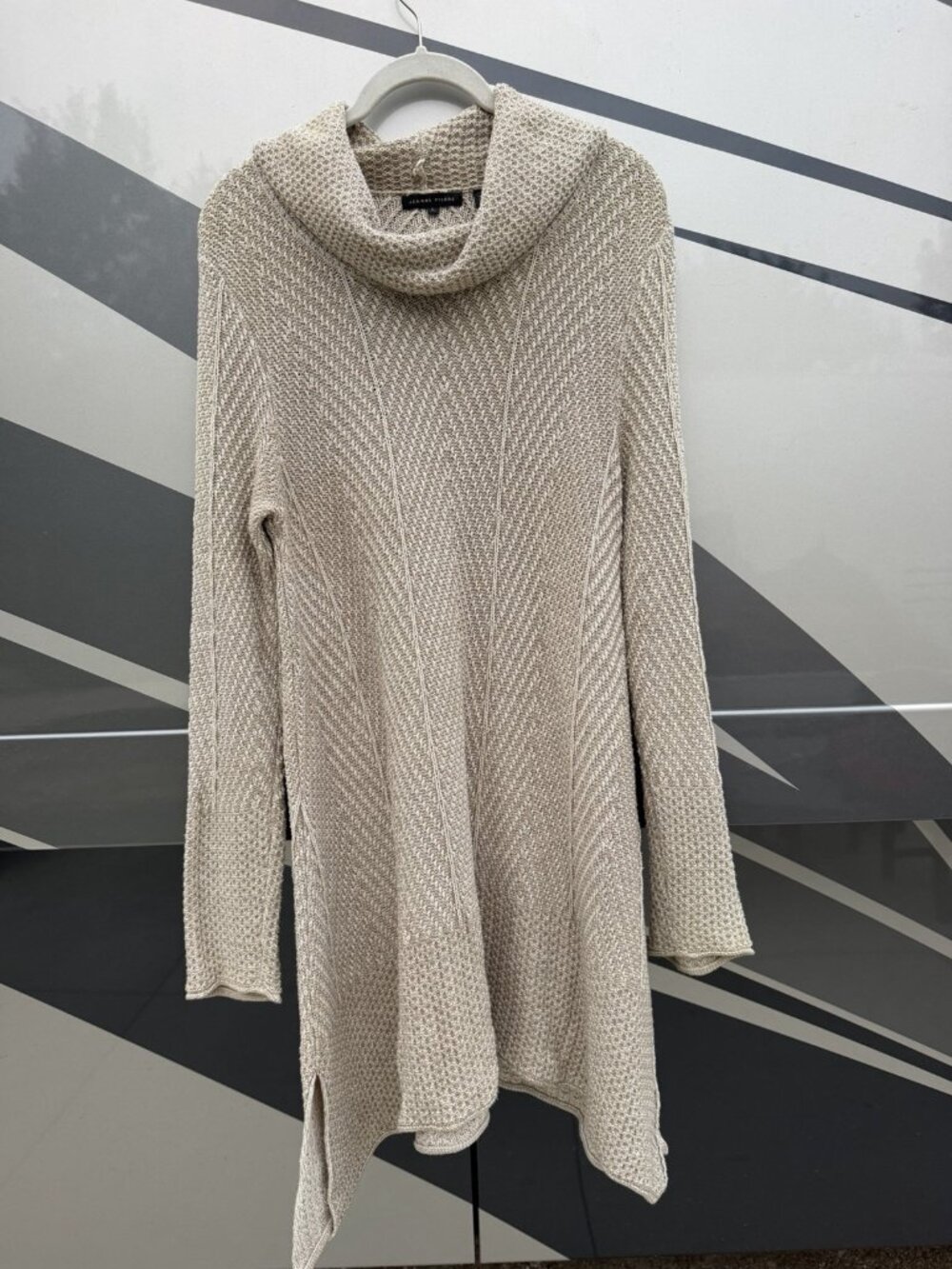 Vintage Y2K Jeanne Pirro cream oatmeal a-line sweater cotton lagenlook dress L